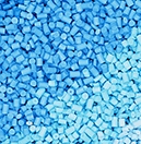 blue and light blue plastic pellets