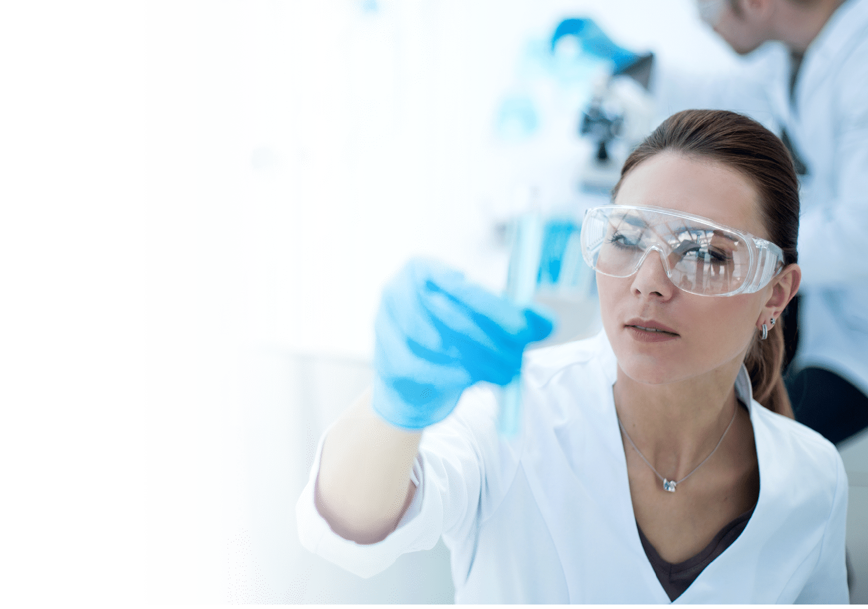 scientists are conducting research in a modern laboratory photo with copy space